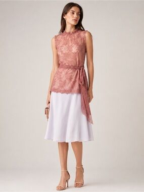 RED Valentino Pink Lace Sleeveless Tie Waist Tunic Top Size M